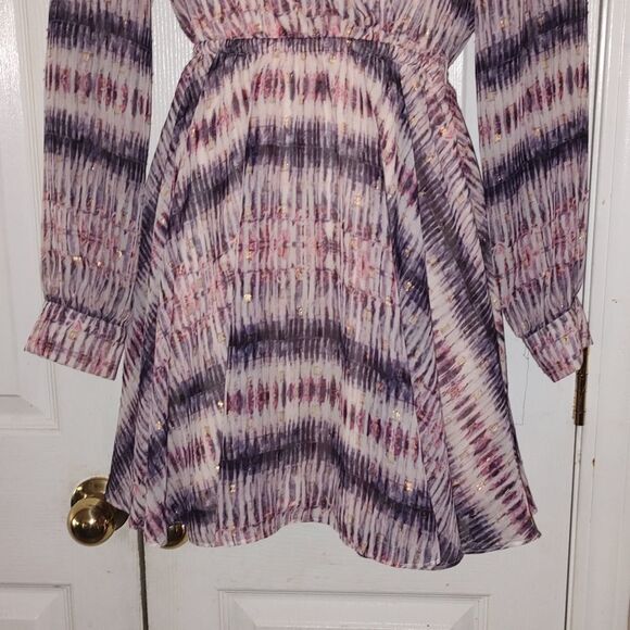 Bebe peach purple gold dress Sz XXS - Picture 2 of 5